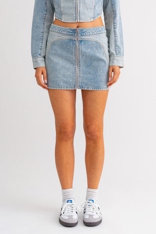 Two tone denim skirt